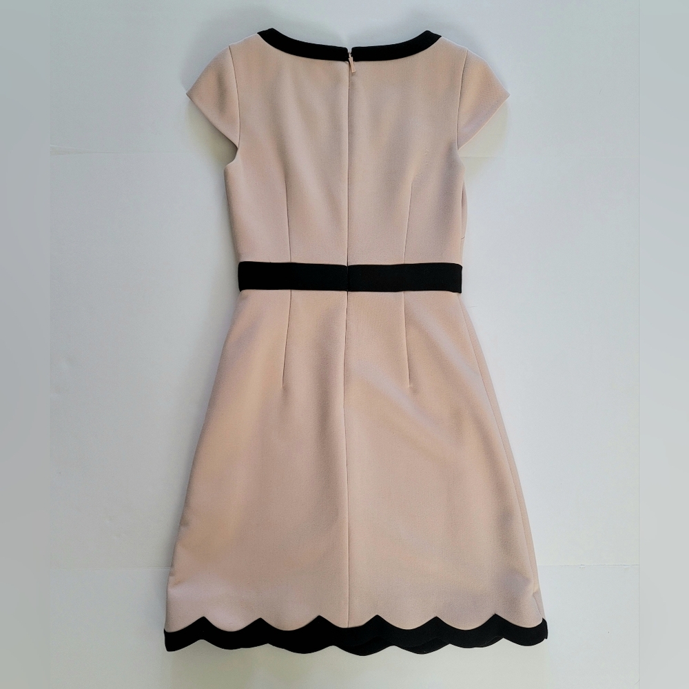 Kate Spade Scallop Trim Fit & Flare Dress Pink Black Feminine Cocktail XS - Picture 5 of 9
